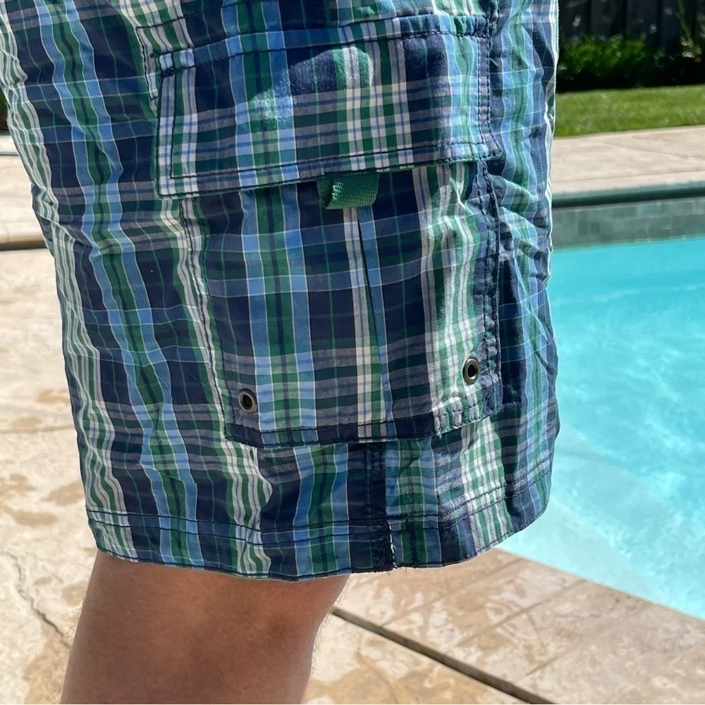NWT CLUB ROOM L & XXL Green & Blue Seaside Plaid Swim Trunks MT09